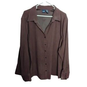 Basic Editions Women’s Shirt Jacket Microfiber ButtonUp brown 3X XXXL